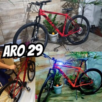Mountain bike GTS FEEL Feel RDX aro 29 19" 21v freios de disco mecânico câmbios Shimano cor vermelho/preto