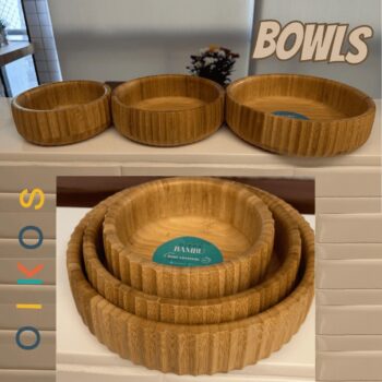 Oikos - Kit 3 Bowls Canelados de Bambu