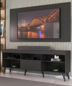 Rack com Painel TV 65" Retrô Flórida Up Multimóveis MP1042 Preto