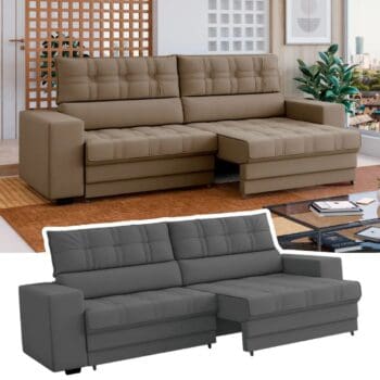 Sofá Retrátil Reclinável 3 Lugares Veludo Medelín Besthouse