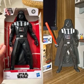 STAR WARS Figura Oly E5 de 9,5 cm, para crianças acima de 4 anos - Darth Vader - E8355 - Hasbro, Preto e vermelho