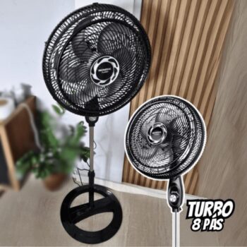 Ventilador Coluna 40cm Super Turbo 8 Pás, Mondial, Preto/Prata, 140W, 110V - VTX-40C-8P