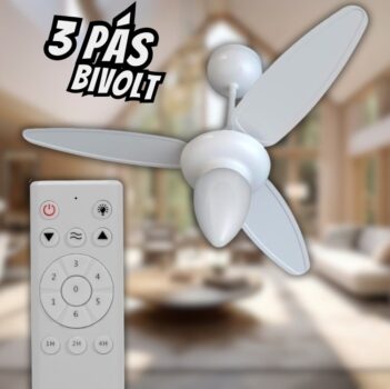 Ventisol Ventilador de teto wind br 3p inj branco c/r inverter bivolt