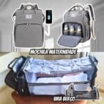 Bolsa Mochila Maternidade Vira Berço Troca Bebê Porta Frauda Cor Cinza Desenho do tecido Liso