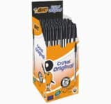 Caneta Preta Bic Cristal Dura Mais – Ponta Esferográfica Média de 1.0mm. Escrita Macia e Cor Intensa, 50 un