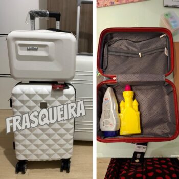 Frasqueira Necessarie de Viagens Wall Street Pequena de mão PP+ABS Rígida Fechamento em Ziper com Organizador Interno, Azul Petróleo, Santino - ATAF192P