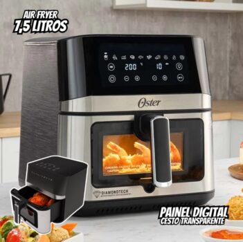 Fritadeira Inox DiamondTech Oster 7,5L com Visor Transparente - 127V