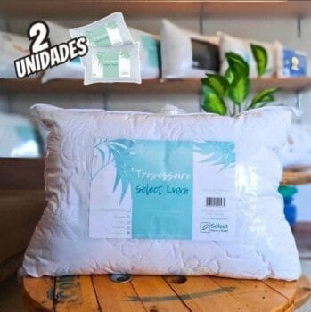 Kit 2 Travesseiros Select Luxo Fibra 70x50cm Antialérgico Zíper Branco