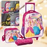 Kit De Mochila Escolar Magic Kids Mochila De Rodinhas Com Estojo E Lancheira Princesas