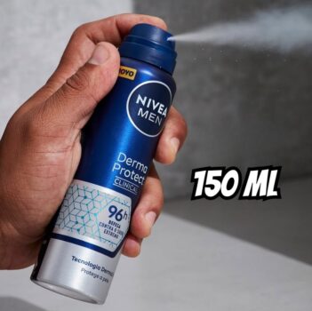 NIVEA MEN Antitranspirante Derma Protect Clinical - Alta proteção de 96 horas contra o suor excessivo e o mau odor, garantindo axilas macias e sem irritação - 150ml