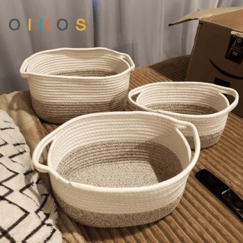 Oikos - Kit Cestos Duo Cordas com Alças 3 Peças