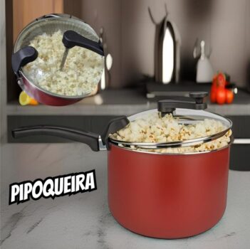 Pipoqueira Antiaderente Cozillar 4,5 Litros Tampa De Vidro