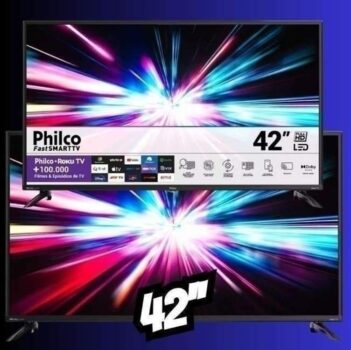 Smart TV LED 42" Philco Full HD PTV42G6FR2CPF com Roku TV, Google Assistente, Dolby Audio e processador Quad-core