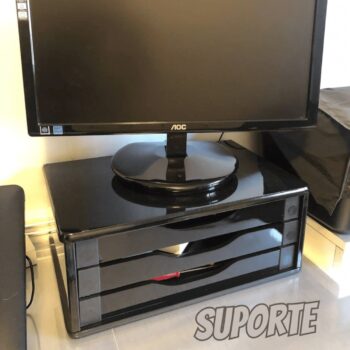 Suporte de Monitor 3 Gavetas, Mdf - Souza & Cia