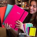 Tilibra - Caderno Espiral Capa Plástica Universitário 1 Matéria Neon Turquesa 80 Folhas, Formato: 200mm x 275mm