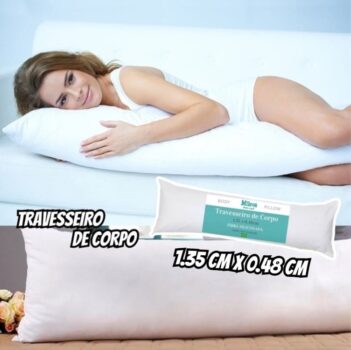 Travesseiro De Corpo Gigante 100% Fibra Siliconada - Gestante - Xuxão Grávida - Quiroplaxia - Super Macio - Alivia Dor na Coluna