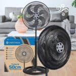 Ventisol Ventilador de Coluna Oscilante, Turbo 6 Pás Premium, Preto, 50cm, 127V