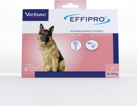 Virbac Effipro Antipulgas e Carrapatos para Cães de 20 Kg - 40 Kg C/ 4 Pipetas