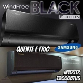Ar-condicionado Split Inverter Samsung WindFree Black Edition Sem Vento 12.000 BTUs Quente e Frio AR12CSECABTNAZ 220V Kit
