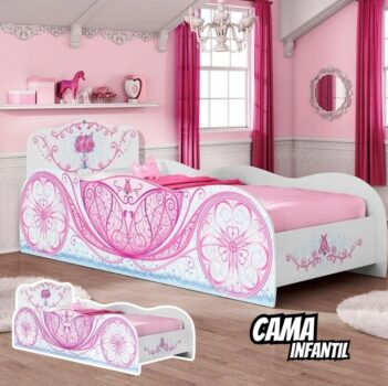 Cama Infantil Pura Magia Carruagem - Branco/Rosa