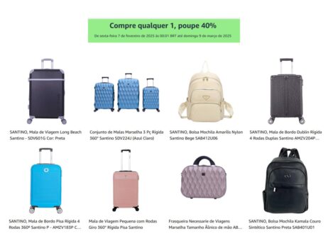 Cupom 40% OFF em Malas e Mochilas - Amazon