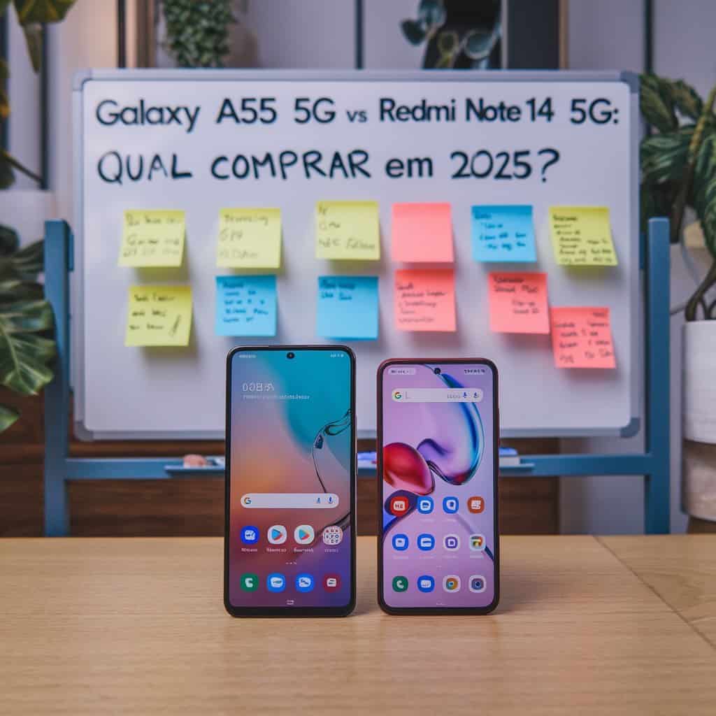 Galaxy A55 5G vs Redmi Note 14 5G: Qual Comprar em 2025? Galaxy A55 5G vs Redmi Note 14 5G: Qual Comprar em 2025?