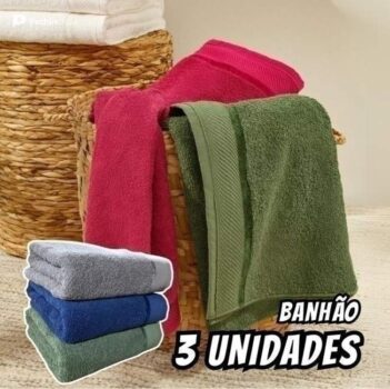 Jogo 3 Banhão 75x150 Gigante 100% Algodão Felpuda 500g/m2