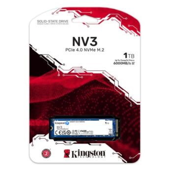 Kingston NV3 1TB M.2 2280 NVMe SSD - PCIe 4.0 Gen 4x4 - Up to 6000 MB/s - SNV3S/1000G