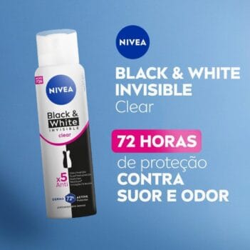 NIVEA Desodorante Antitranspirante Aerossol Invisible Black & White Clear 150ml - Proteção prolongada de 48h, cuidado suave e ação antibacteriana