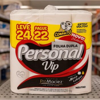 Personal VIP - Papel Higiênico Folha Dupla, Branco 24 unidades (Embalagem pode variar)