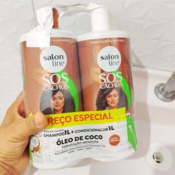 Salon Line, Kit Shampoo e Condicionador, SOS Cachos, Coco, Tratamento Profundo, Vegano - Cabelos Ondulados, Cacheados e Crespos, 1 L cada