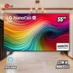 Smart TV 55″ 4K LCD LED NanoCel LG 55NANO80TSA AI Processor Wi-Fi e Bluetooth 3 HDMI 2 USB