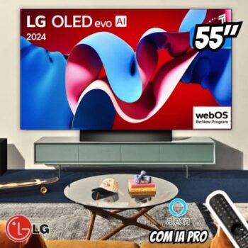 Smart TV 55" 4K LG OLED evo OLED55C4 120Hz Nativo Processador α9 Ger7 Wi-Fi e Bluetooth 4 HDMI 3 USB