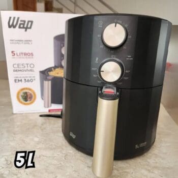 WAP Fritadeira Elétrica Air Fryer Grand Family 5L Cesto Removível com Duplo Revestimento Antiaderente 1500W e Ajuste de Temperatura 220V