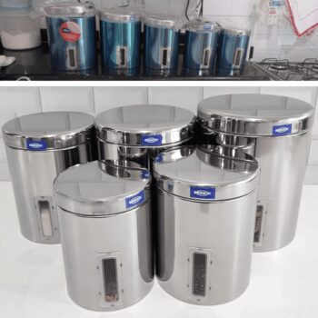 Brinox - Conjunto de Potes para Mantimentos com Tampa e Visor 5 Peças Suprema - Aço Inox