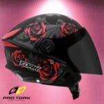 CAPACETE ABERTO NEW LIBERTY 3 FLOWERS VERMELHO FOSCO VIS. FUMÊ TAM.60