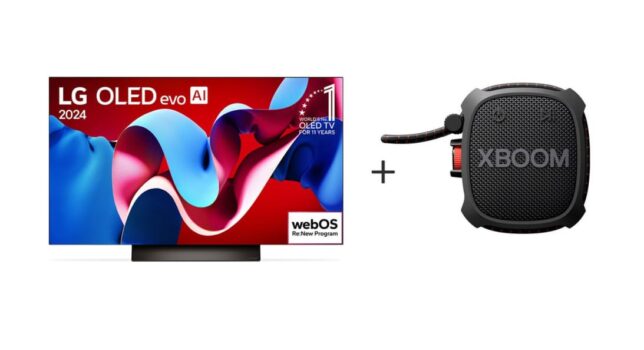 Combo LG Smart TV OLED evo AI C4 4K 55 polegadas 2024 + Caixa de som Bluetooth XBOOM XG2T Bluetooth à prova d'água