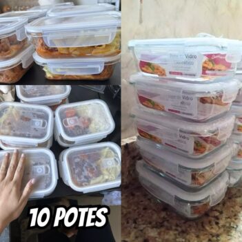 Conjunto 10 Potes 640ml Vidro Hermético 4 Travas Marmita Aura Do Brasil