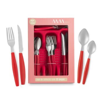 Faqueiro Inox Jogo De Talheres Porta Talher Com 25 Peças - Mm House