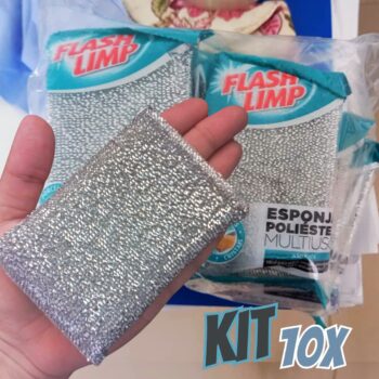 Flash Limp Kit Com 10 Esponjas Multiuso Poliéster Limpa Sem Riscar Ep1416360-10