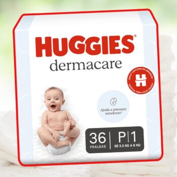 Fralda Huggies Dermacare Tamanho P - 36 Fraldas Descartáveis com Tecnologia Avançada para Pele Sensível, Absorção Rápida e Proteção contra Assaduras por até 12 Horas
