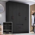 Guarda Roupa Solteiro 6 Portas 2 Gavetas Sidney Doripel - Preto