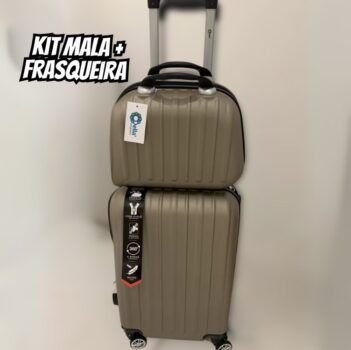 Mala De Bordo + Frasqueira Viagem Rodinhas 360° Abs Tam. P