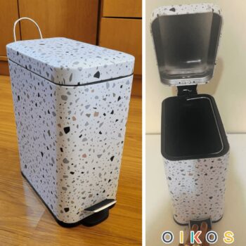 Oikos - Lixeira Retangular 5L de Metal com Pedal Granilite