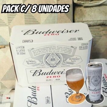 Pack Cerveja Budweiser Zero Álcool, 350ml, Lata - 8 unidades