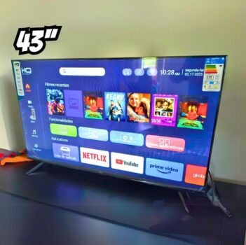 Smart TV HQ 43" Full HD tela sem bordas Android 12 design Slim HQS43NKHM