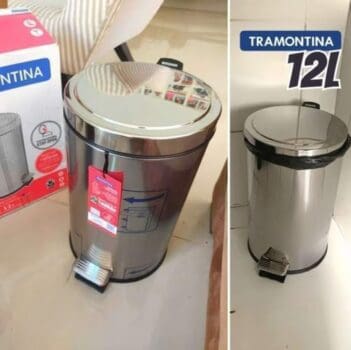 Tramontina 94538/112 - Lixeira com Pedal em Aço Inox Acabamento, 12Litros