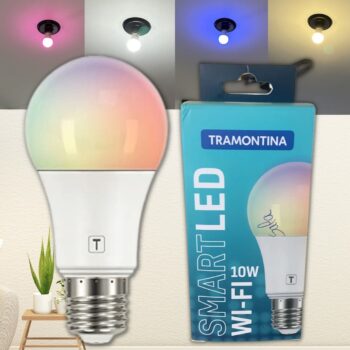 Tramontina Lâmpada Smart​ LED Inteligente E27​ 10W Wi-Fi + Bluetooth​ 16 Milhões de Cores - Compatível com Alexa e Google Assistente