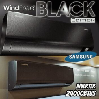 Ar-condicionado Split Inverter Samsung WindFree Black Edition Sem Vento 24.000 BTUs Quente e Frio AR24CSECABTNAZ 220V Kit