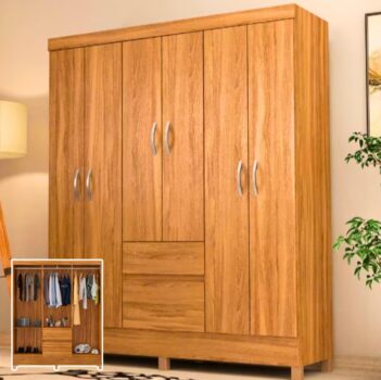 Guarda-Roupa Casal Flash Ii 6 Portas 2 Gavetas Amêndola Touch - Demóbile - Marrom